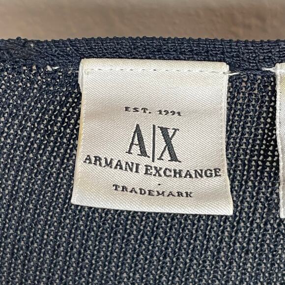 A/X Armani Exchange Midnight Blue Knit Jersey Cardigan‎ Eye Hook Size L - Picture 4 of 5